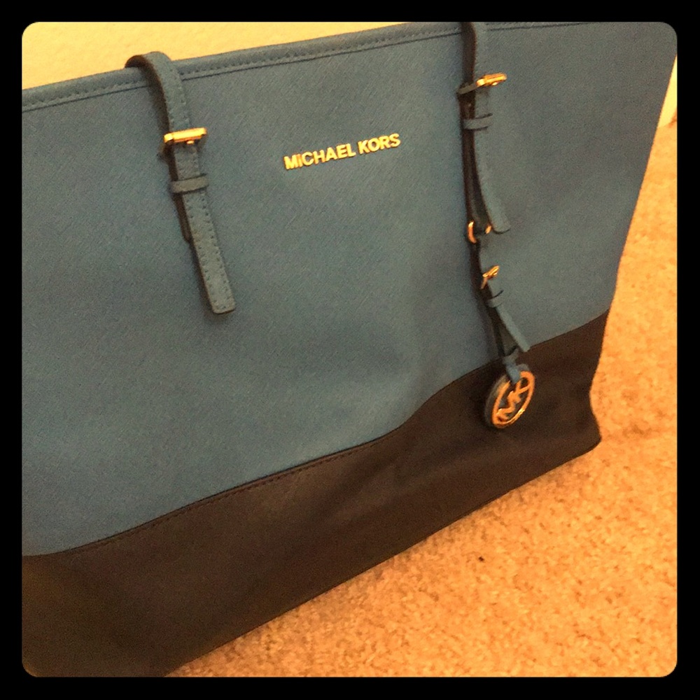 2 tones blue tote Michael Kors bag